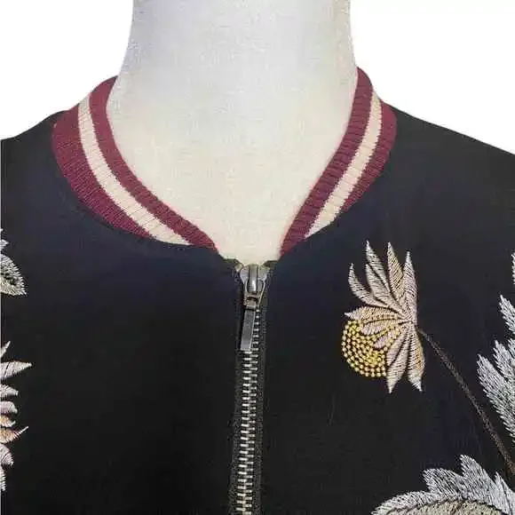 Anthropology Elevenses Solstice Embroidered Floral Bomber Jacket Size Small - Picture 10 of 15